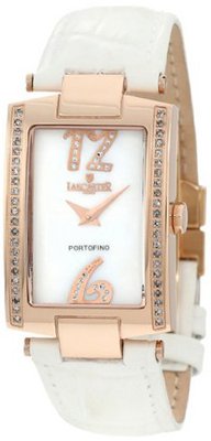 Lancaster OLA0512BN-BN Diamond Accented Mother-Of-Pearl Dial White Leather