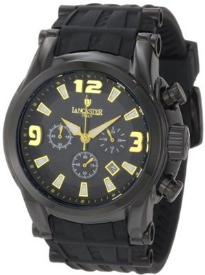 Lancaster OLA0548BK-NR-GL-NR Chronograph Black Dial Black Silicone