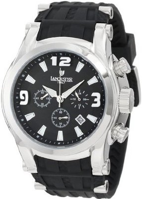 Lancaster OLA0548SS-NR-NR Chronograph Black Dial Black Silicone