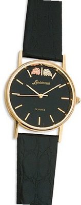 Black Hills Gold Leather Band Buckle Clasp Black Face 12K Gold Leaves