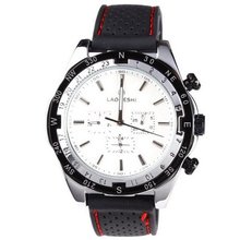Laogeshi Classic Six Hands Calendar Date Day Rubber Band  Mechanical Wrist White