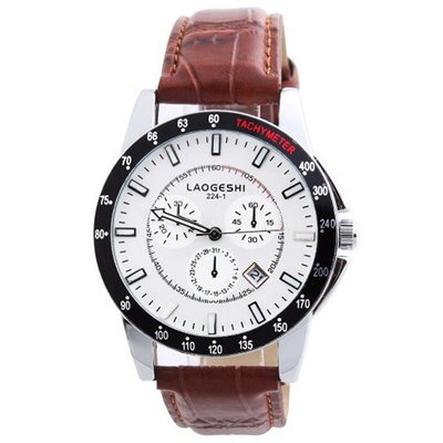 uLaogeshi LAOGESHI New Fashion Military Brown Leather  Boy Sport Unisex Analog Wrist 