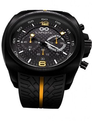 LAPIZTA Addax 48mm Chronograph Racing - Carbon Fiber Dial w/Yellow Accents L20.1002