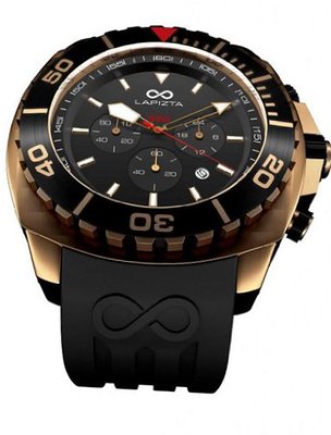 LAPIZTA Izurus 300M Chronograph Diver's - 48mm Black w/Gold L24. 1804