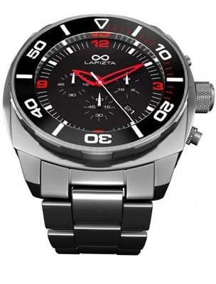 LAPIZTA Zatara Chronograph 48mm Sport - Red Accents, Stainless Steel Strap L27.2404