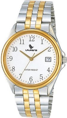 Laurens BC28J901Y Metal Band Analog Two Tone Steel Bracelet White Dial Date