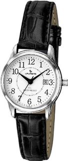 Laurens CA03L900Y Leather Analog White Dial Metal Black Leather Date