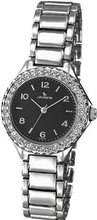 Laurens GQ20J901Y Fashion Analog Crystal Bezel Metal Bracelet Black Dial