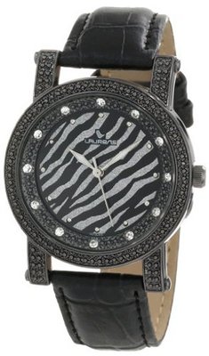 Laurens GS13L900Y Fashion Analog Black Zebra Dial Crystals Leather