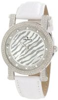 Laurens GS13L901Y Fashion Analog White Zebra Dial Crystals Leather
