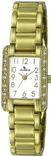 Laurens GS23J901Y Fashion Analog Gold Plated Metal Crystals White Dial