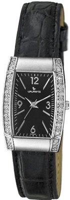 Laurens GS25J901Y Fashion Analog Black Dial Leather Bracelet Crystals