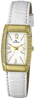 Laurens GS25J902Y Fashion Analog Gold Plated White Leather Crystals