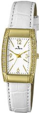 Laurens GS25J902Y Fashion Analog Gold Plated White Leather Crystals
