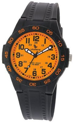 Laurens GW40J902Y Resin Analog Orange Dial Black Rubber Strap