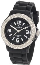 Laurens GW70J900Y Swarovski Crystal Bezel Black Dial Rubber