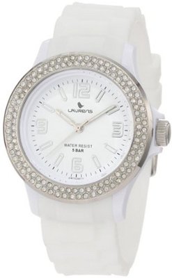 Laurens GW70J901Y Swarovski Crystal Bezel White Dial Rubber
