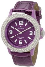 Laurens GW70J904Y Swarovski Crystal Bezel Purple Dial Leather