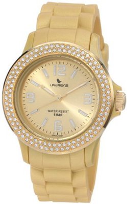 Laurens GW70J905Y Swarovski Crystal Bezel Gold Dial Rubber
