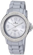 Laurens GW70J906Y Swarovski Crystal Bezel Silver Dial Rubber