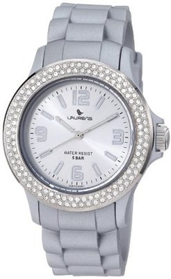 Laurens GW70J906Y Swarovski Crystal Bezel Silver Dial Rubber