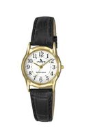 Laurens Q561J900Y Leather Analog Gold Plated Case Black Leather Strap