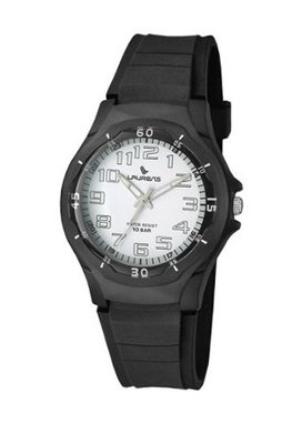 Laurens VP58J900Y Resin Analog Black Rubber Strap White Dial