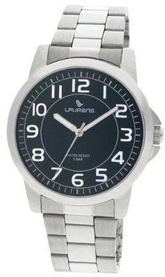 Laurens X074J904Y Metal Band Analog Stainless Steel Bracelet Black Dial