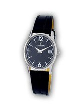 Le Chateau 2672L_BLK Index Markings Dial with Date and Leather Band