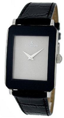 Le Chateau #7016M_SIL_SIL Grey Dial Leather Band Elegant Dress