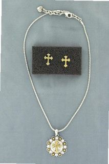 Lightning Ridge 29609 Cross Berry Concho Jewelry Set Silver/Gold
