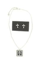 Lightning Ridge 29617 Square Concho Cross Jewelry Set Silver/Black