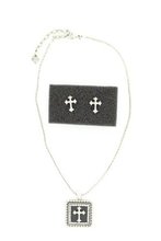 Lightning Ridge 29617 Square Concho Cross Jewelry Set Silver/Black