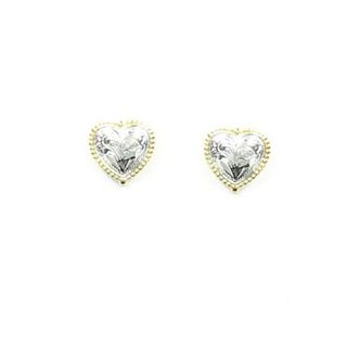 Lightning Ridge 30172 Beaded Edge Heart Earrings Silver/Gold