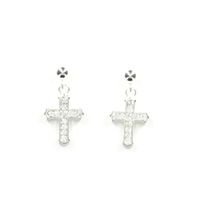 Lightning Ridge 30174 Crystal Cross Earrings Silver