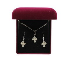Lightning Ridge 30244 Engraved Cross Jewelry Set Silver