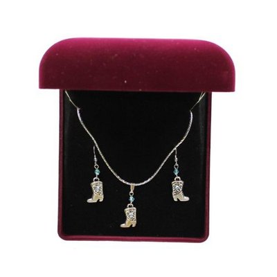 Lightning Ridge 30248 Cowboy Boot Jewelry Set Silver/Turquoise