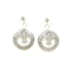 Lightning Ridge 30264 Circle and Cross Earrings Silver