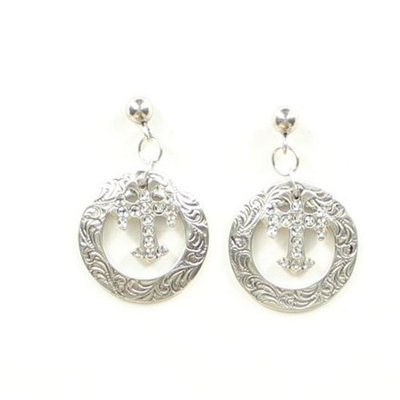 Lightning Ridge 30264 Circle and Cross Earrings Silver