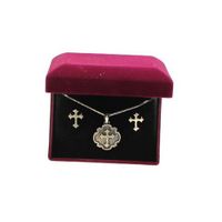 Lightning Ridge 30298 Engraved Cross Concho Jewelry Set Silver