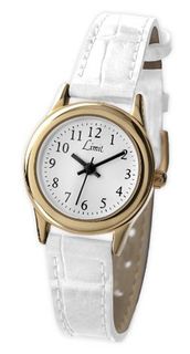 Limit 698135 Gold Plated White Leather Strap