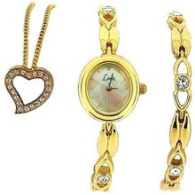Limit Ladies , Bracelet & Stone Set Heart Pendant 16 Chain Gift Set 6667G