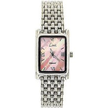 Limit Ladies Pink Mother Of Pearl Rectangular Dial Silver Bracelet 6754