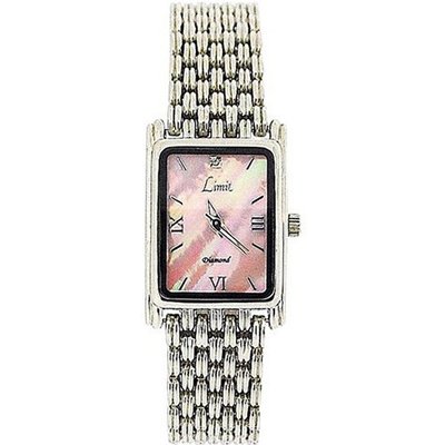 Limit Ladies Pink Mother Of Pearl Rectangular Dial Silver Bracelet 6754