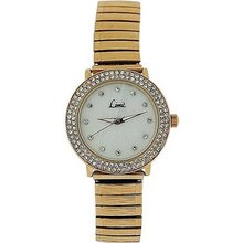 Limit Ladies Stone Set Bezel Mother Of Pearl Dial Rose Tone Expandabl 6942