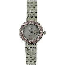 Limit Ladies Stone Set Bezel Pink Mother O Pearl Dial Silver Bracelet 6796