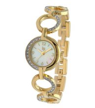 Lip 10827722 Analog Quartz Golden , White Dial and Golden Metal Bracelet with Rhinestones