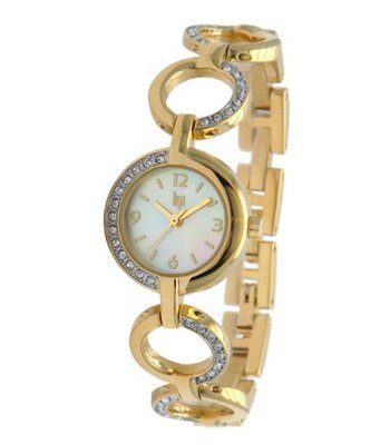 Lip 10827722 Analog Quartz Golden , White Dial and Golden Metal Bracelet with Rhinestones