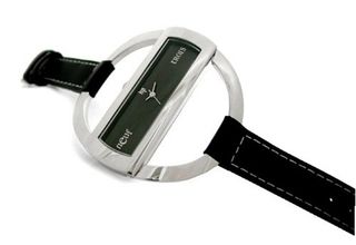 Lip 10910122 Analog Quartz Steel with Black Dial and Black Leather Strap