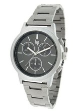 Lip Style 1038012 Gents Quartz Analogue Black Dial Silver Steel Strap